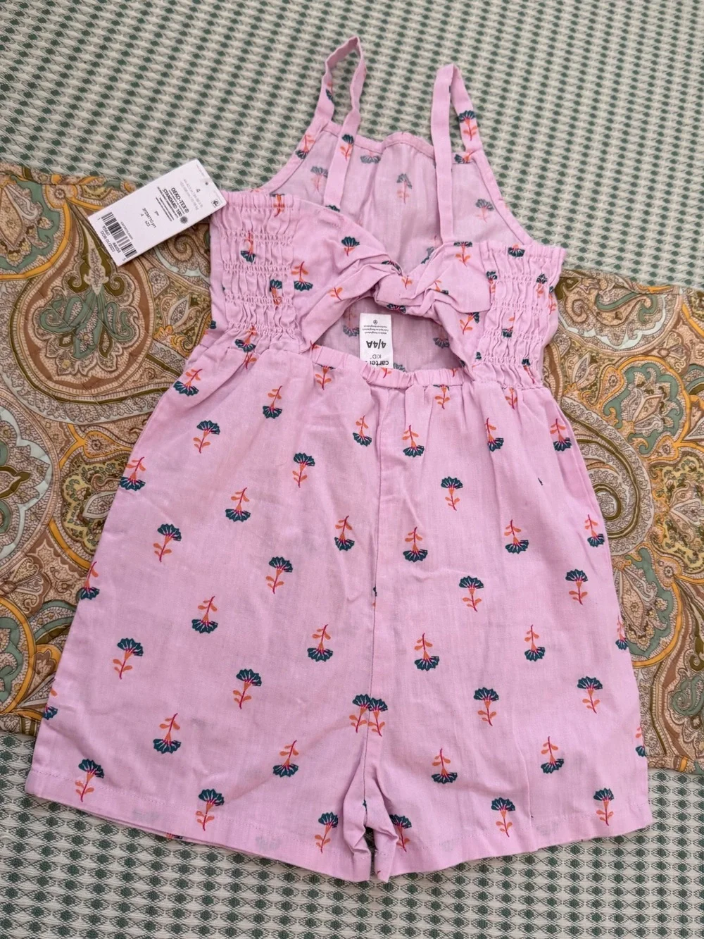 New Carter’s Toddler Girl Romper 4T Boho Pink Floral New with tags